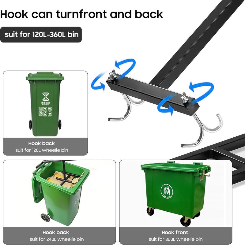 BINGOX Manual Trash Compactor, Waste Recycling Hand Tool for Outdoor Use, Touchless Bin Compactor for 120-660L Wheelie Bins, Iron Compacting Trash Can - Image 5
